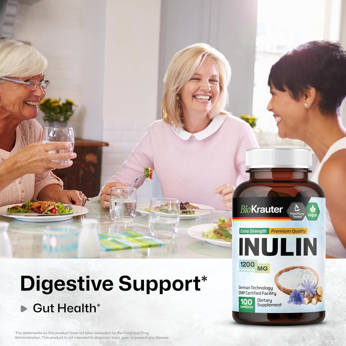 100 Capsules of BIO KRAUTER Inulin with 2 Fl. Oz. Licorice Root Tincture - Digestive Support Supplement Pack - Espot.com.au