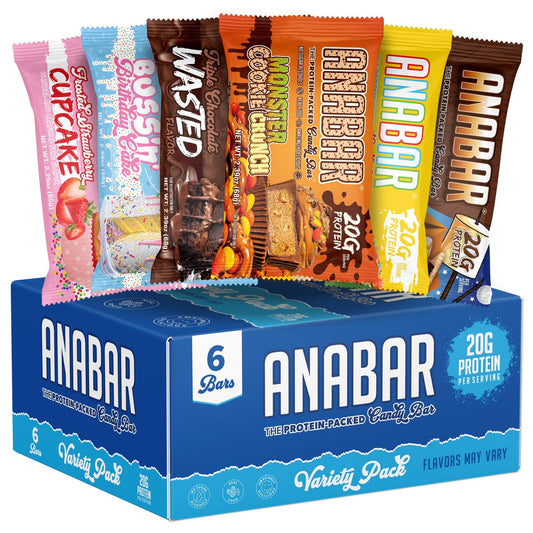 Anabar Protein Bar Sampler Pack - 6 Bars, High Protein, Delicious Flavors, No Sugar Alcohols, World's Best Tasting - Espot.com.au