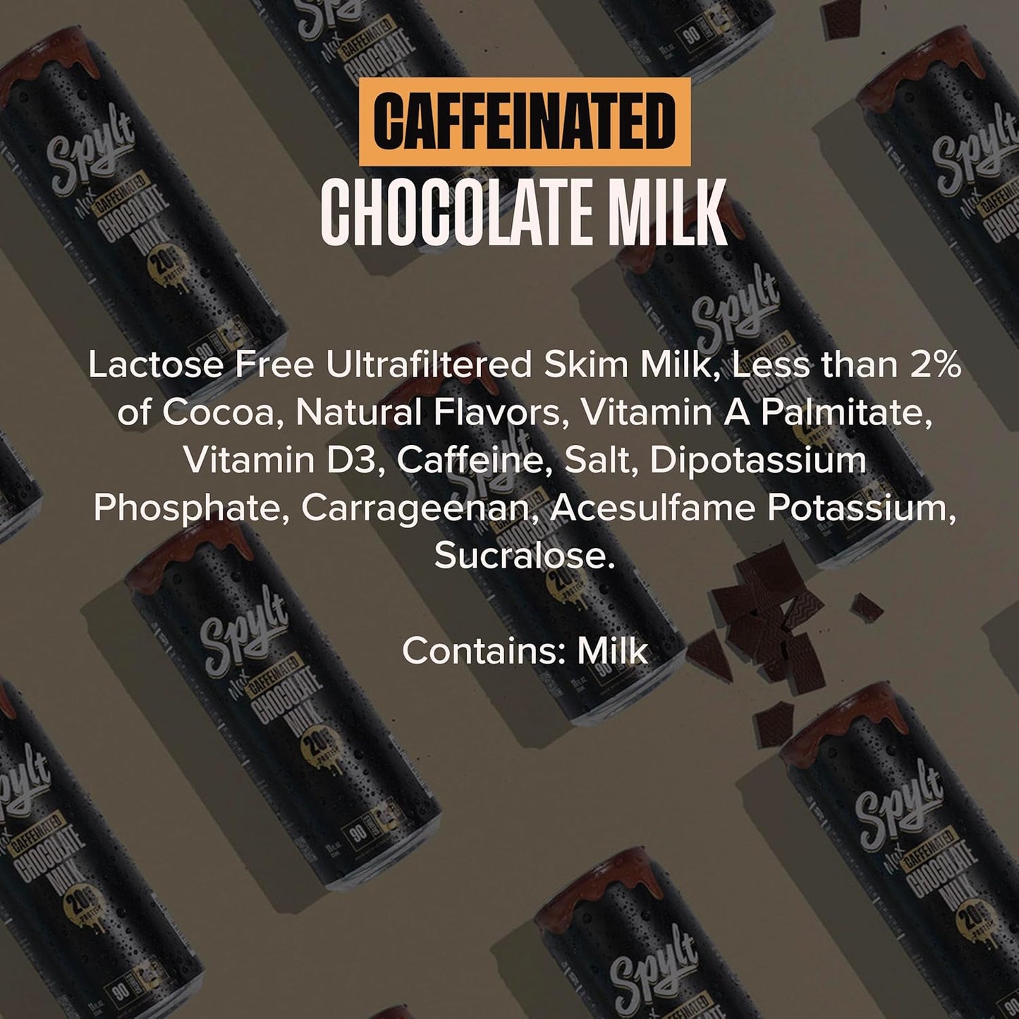 Spylt High Protein Max Chocolate Milk - Ready to Drink, Sugar Free, Lactose Free with 140mg Caffeine & 20g Protein - Ideal for Workout Recovery & Afternoon Energy Boost - 12 Count Pack - Espot.com.au