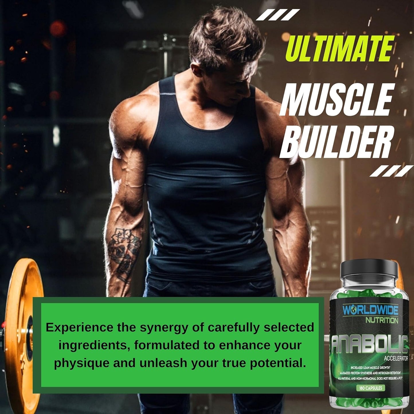 Anabolic Accelerator Vitamin Supplement for Men - Boost Growth, Strength & Energy - Muscle Builder & Cortisol Blocker - 180 Count - Espot.com.au