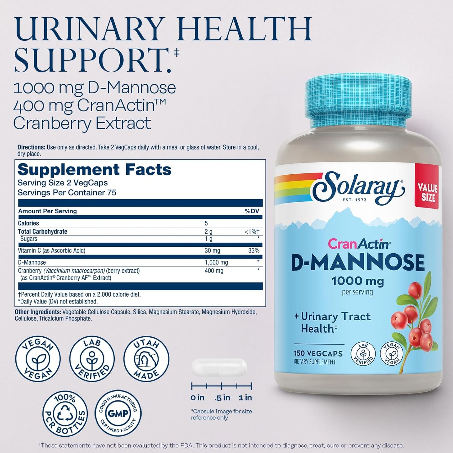 solaray-d-mannose-cranberry-supplement-for-urinary-tract-health---1000mg-d-mannose-400mg-cranactin-cranberry-vitamin-c-vegan-150-vegcaps---60-day-guarantee-2
