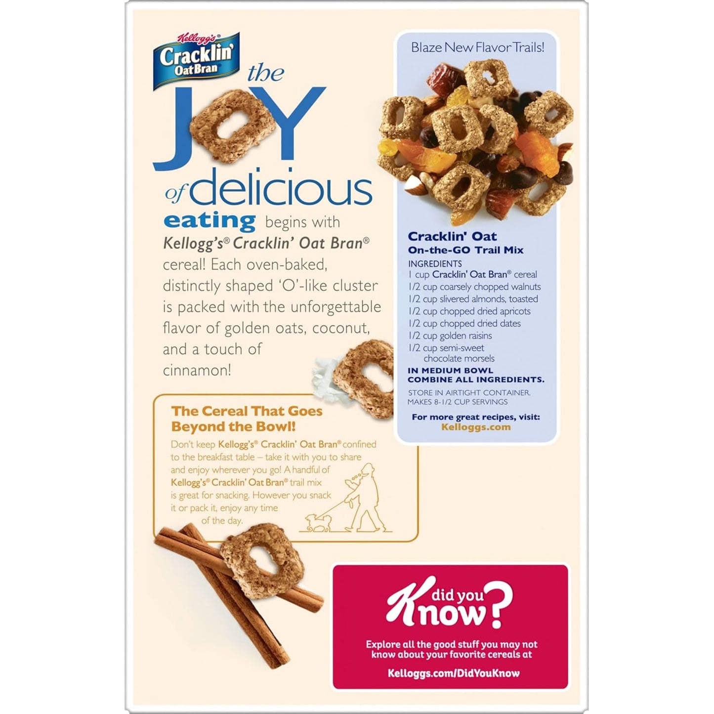 Kellogg's Cracklin' Oat Bran Cereal - Fiber-Rich Breakfast Cereal for the Whole Family - Original Flavor - 3 Boxes - Espot.com.au