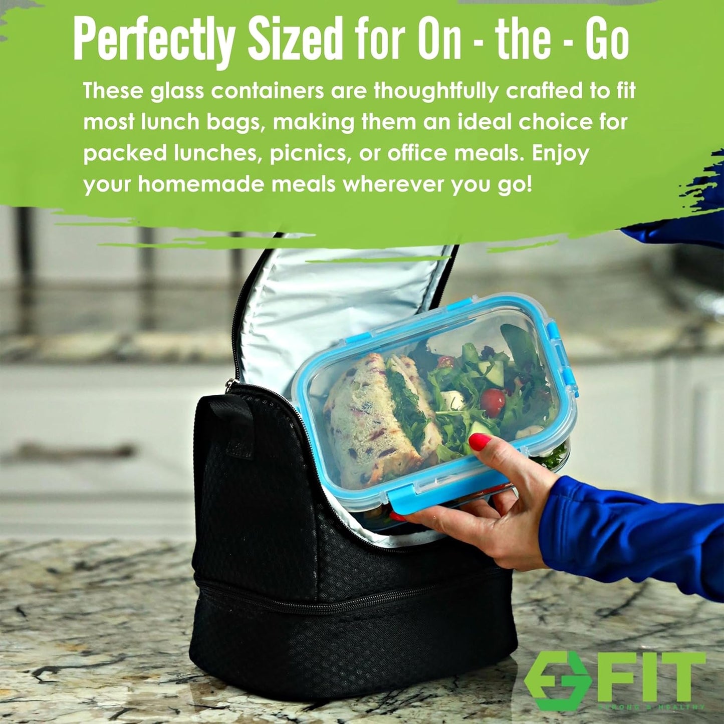 fit-strong-healthy-glass-meal-prep-containers---3-compartment-lunch-box-set-with-airtight-lids---portion-control-food-storage-containers---oven-freezer-safe---leak-proof-bento-box---32oz---blue---3-pack-7