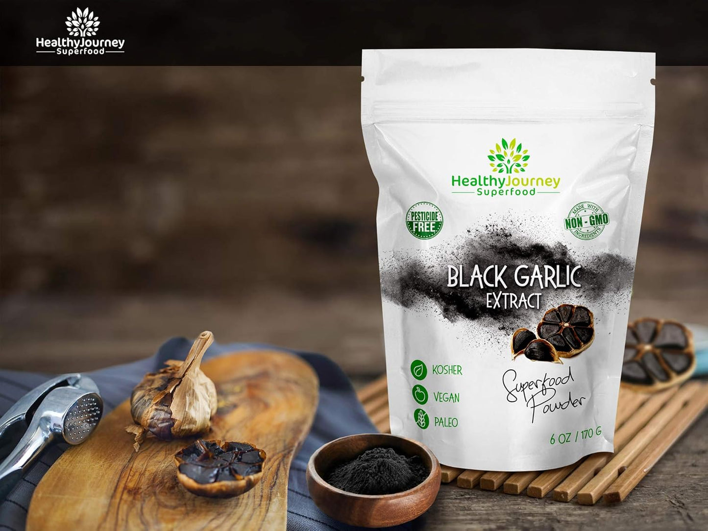 healthyjourney-superfood-black-garlic-extract-powder---pesticide-free-non-gmo-vegan-gluten-free---antioxidant-rich---6-oz-2