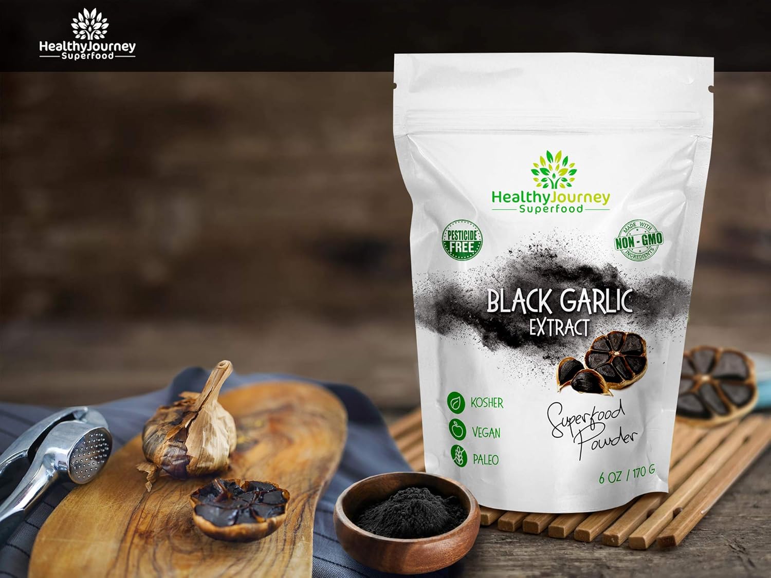 healthyjourney-superfood-black-garlic-extract-powder---pesticide-free-non-gmo-vegan-gluten-free---antioxidant-rich---6-oz-2