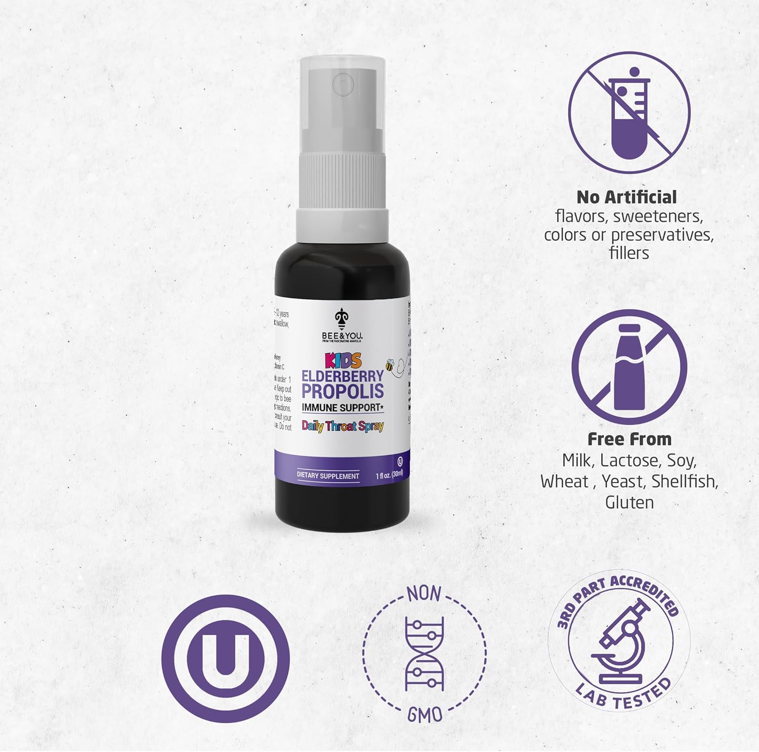 bee-you-kids-immune-support-throat-spray---elderberry-raw-honey-propolis-vitamin-c---strawberry-juice-antioxidants---sore-throat-relief---1-fl-oz-3