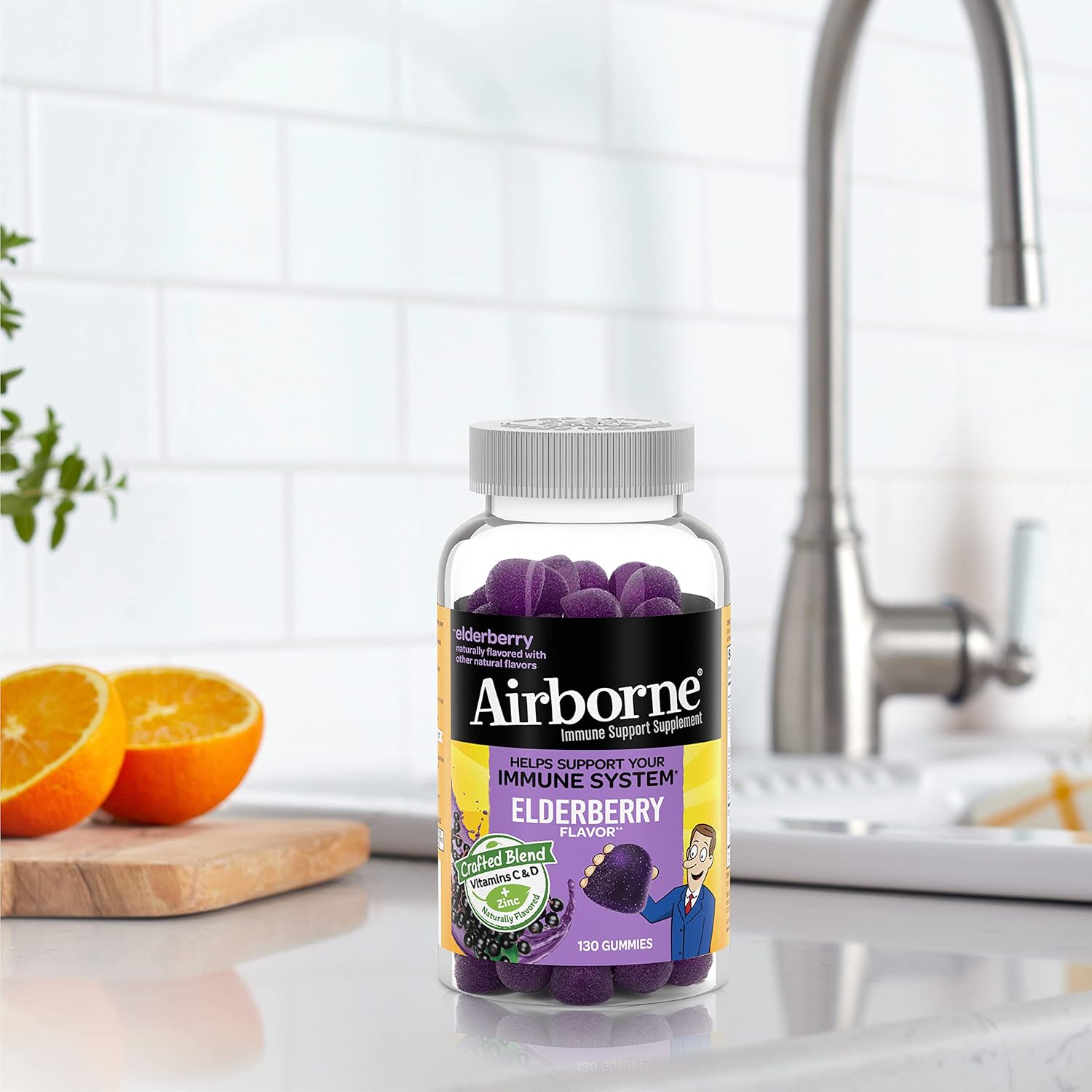 Children's Immune Support Gummies with Elderberry, Zinc, Vitamin C, D & E - 130 Elderberry Flavored Gummies - Espot.com.au