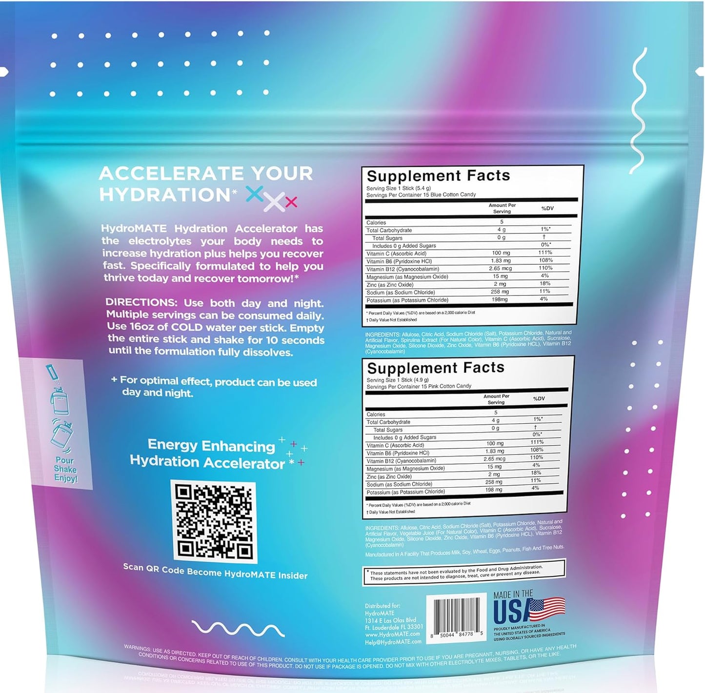 hydromate-electrolytes-powder-cotton-candy-flavor---30-count-packets-with-vitamin-c-for-instant-hydration---sugar-free-keto-friendly-electrolytes-for-energy-boost-recovery-4