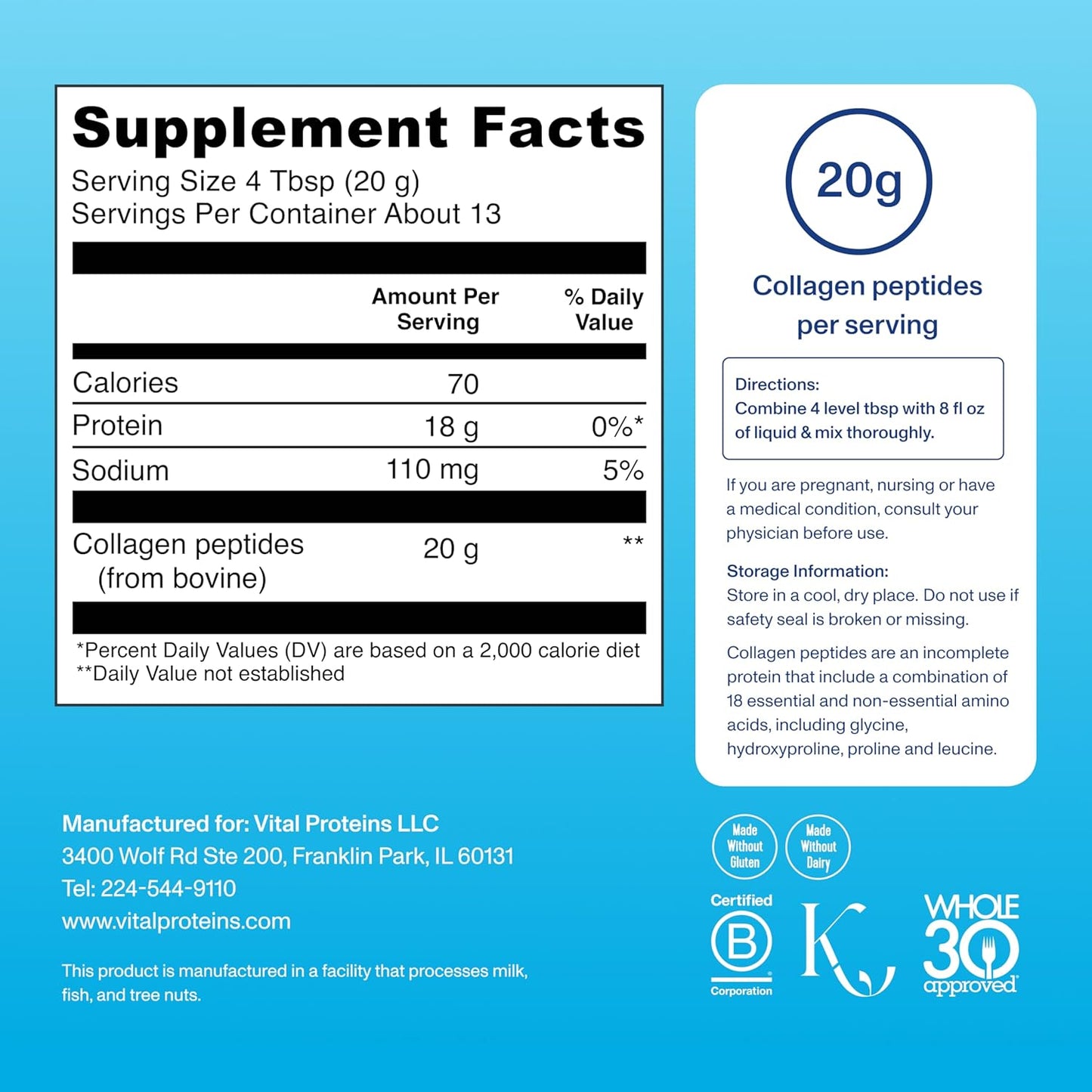 grass-fed-collagen-peptides-powder-for-hair-skin-nails-bones-and-joints-health---hydrolyzed-peptides-933oz---zero-sugar-unflavored-3