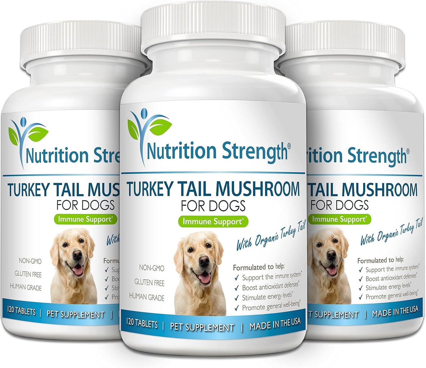Turkey Tail Mushroom Supplement for Dogs - Immune Support, Gut Health, Antioxidant, Inflammation Relief - 120 Chewable Tablets - Espot.com.au