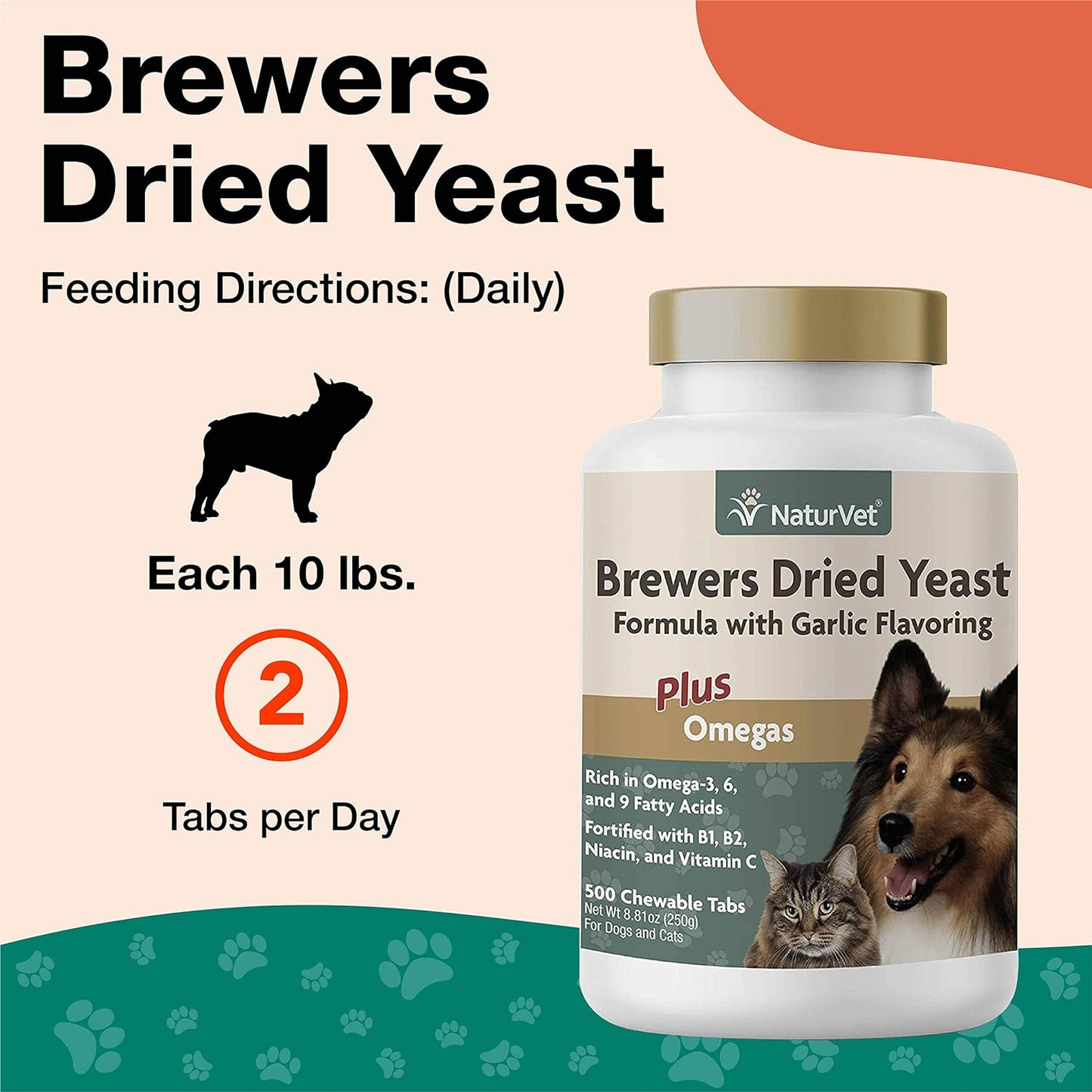 brewers-dried-yeast-pet-supplement-with-garlic-flavor---500-ct---b-complex-vitamins-omega-fatty-acids---supports-healthy-skin-coat-for-dogs-cats-3