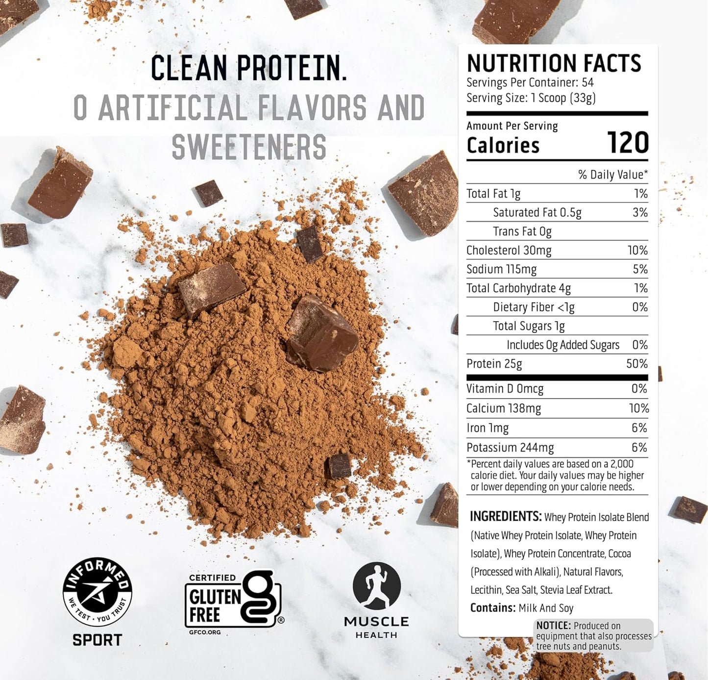 Chocolate Whey Protein Isolate Powder - 100% Pure Post Workout Supplement with BCAAs, Leucine, Essential Amino Acids, Gluten & Soy Free - 4 lb - Espot.com.au