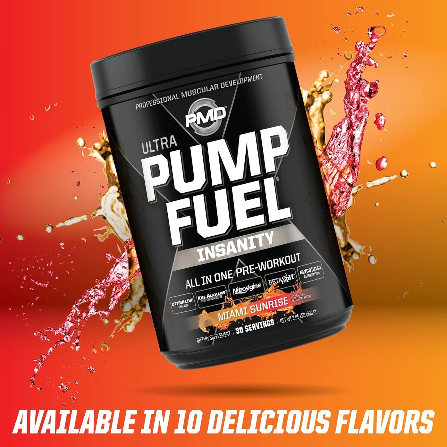pmd-sports-ultra-pump-fuel-insanity---pre-workout-drink-mix---energy-strength-endurance-recovery---complex-carbs-amino-energy---miami-sunrise-30-servings-9