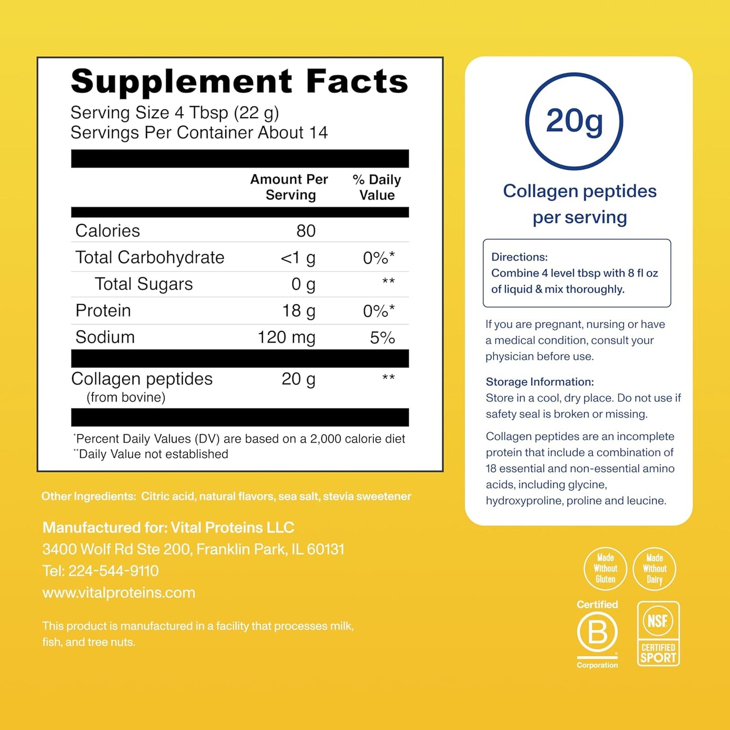 grass-fed-collagen-peptides-powder---lemon-flavor---supports-hair-skin-nails-bones-and-joints---hydrolyzed---11oz-3