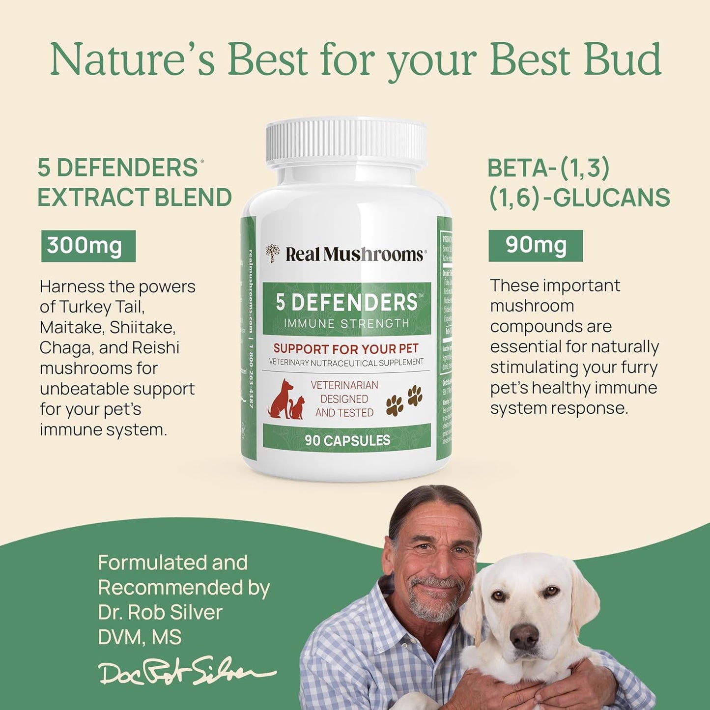 bundle-of-5-defenders-mushroom-capsules-for-humans-and-pets---immune-strength-and-wellbeing---chaga-shiitake-maitake-turkey-tail-reishi---vegan-non-gmo---200ct-90ct-7