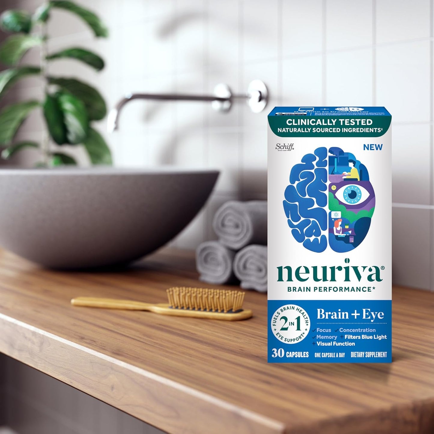 Neuriva Brain and Eye Supplement with Lutein, Vitamins, and Zinc for Memory, Focus, and Eye Health - 30ct Capsules - Espot.com.au