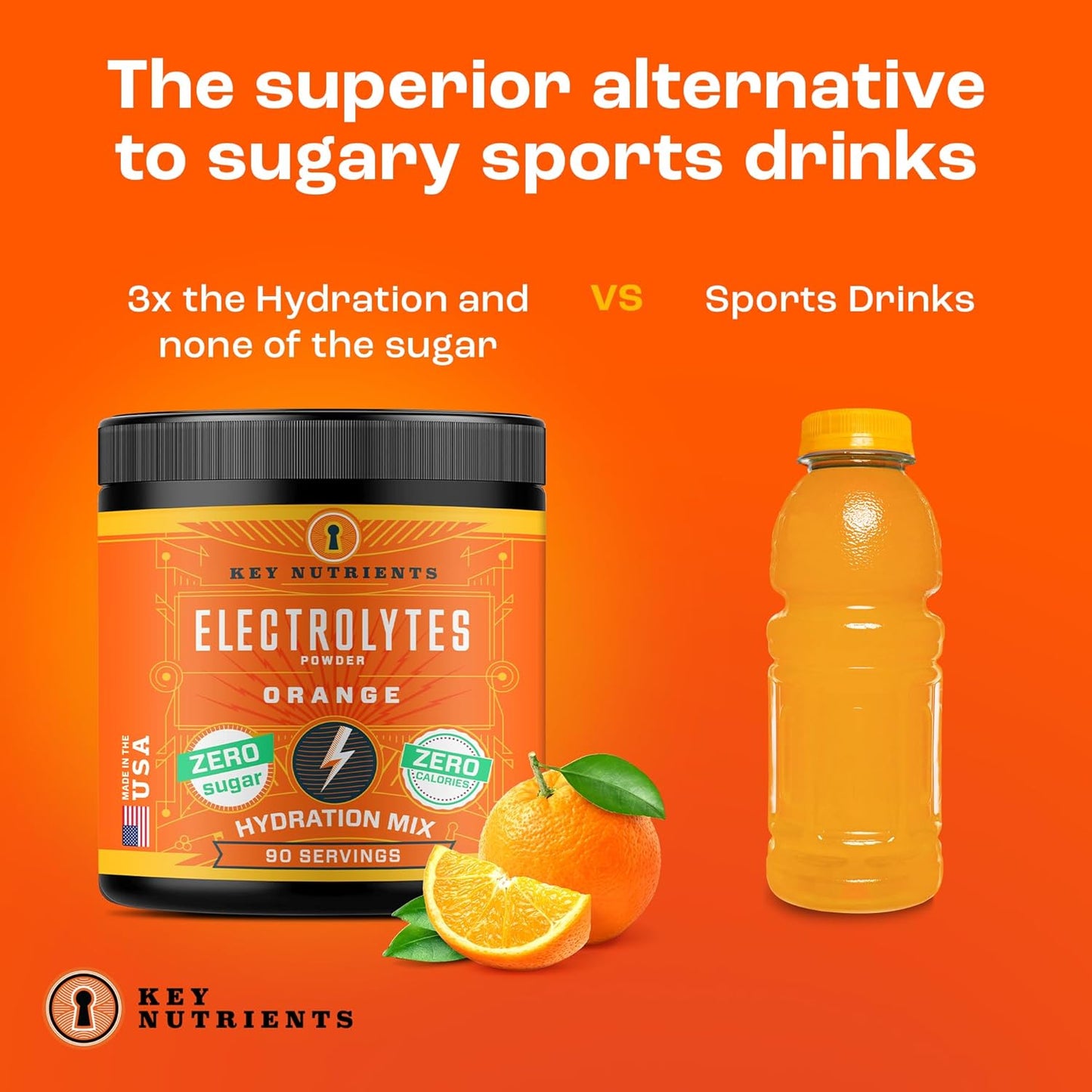 Tangy Orange Multivitamin Electrolyte Powder - Energy & Endurance Hydration Supplement - No Sugar, No Calories - 90 Servings - Made in USA - Espot.com.au