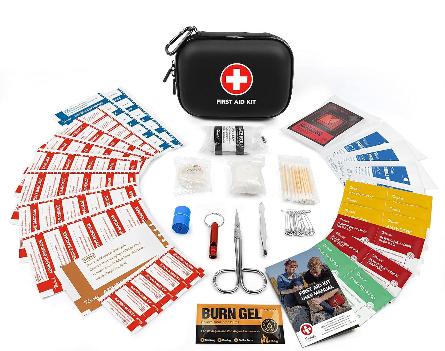 thriaid-mini-first-aid-kit---100-piece-water-resistant-hard-shell-case-for-travel-outdoor-home-office-camping-hiking-car---black-4