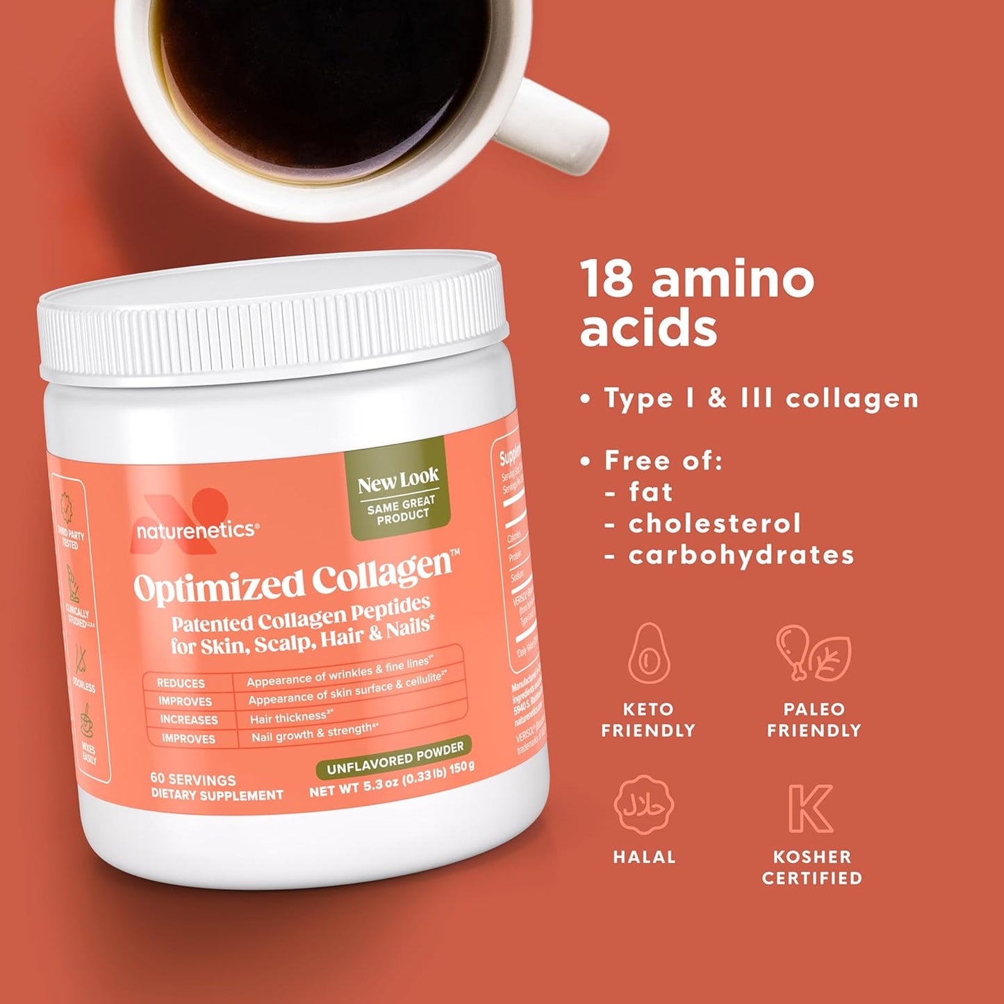 natural-hair-skin-nails-collagen-peptides-powder---patented-formula-for-youthful-skin-strong-hair---hormone-free-keto-friendly---unflavored---60-servings-4