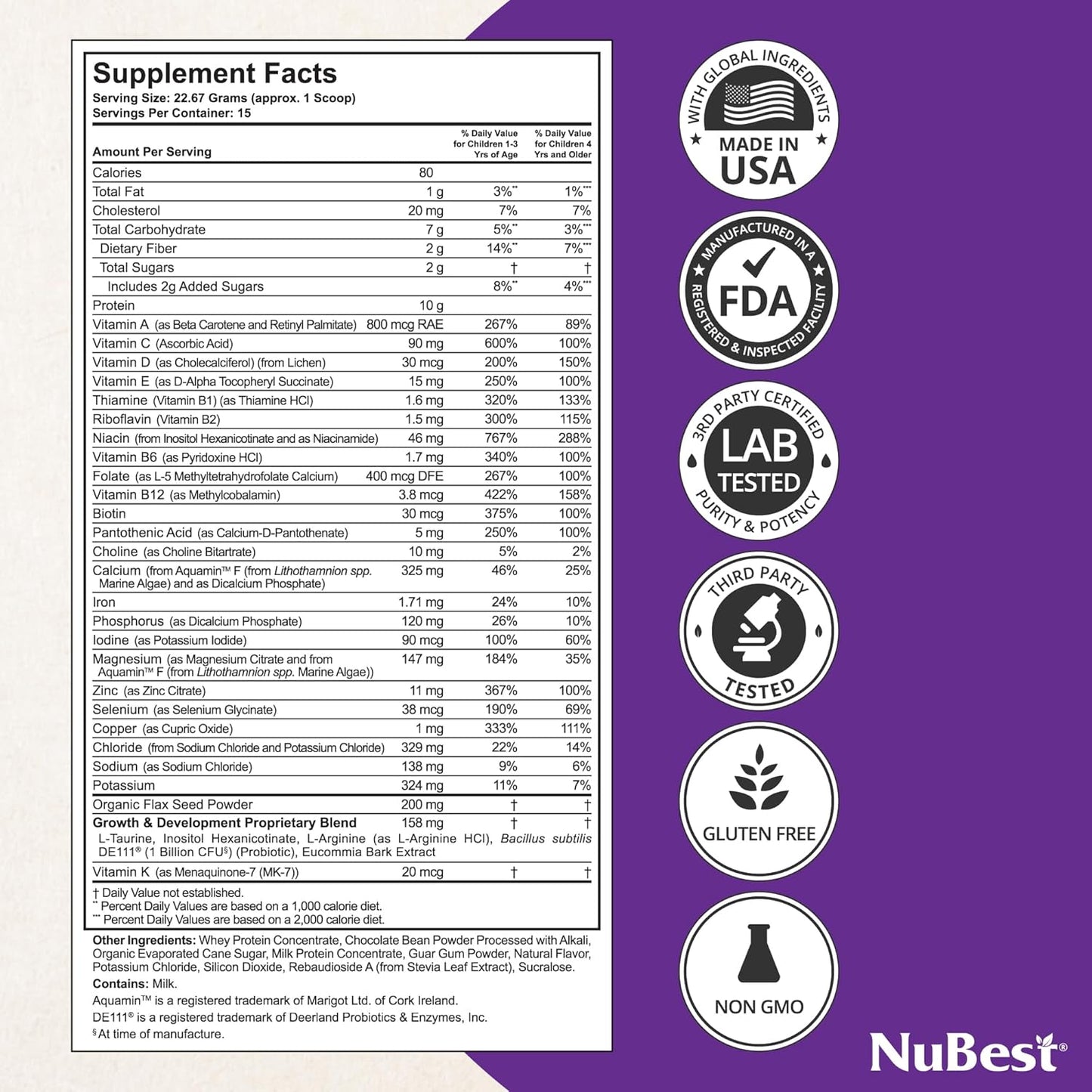 nubest-tall-chocolate-protein-powder-shake-for-kids-teens---protein-drink-with-probiotics-omega-3-6-9-vitamin-d3-k2-calcium-vitamins---bone-strength-and-immunity---pack-of-3-4