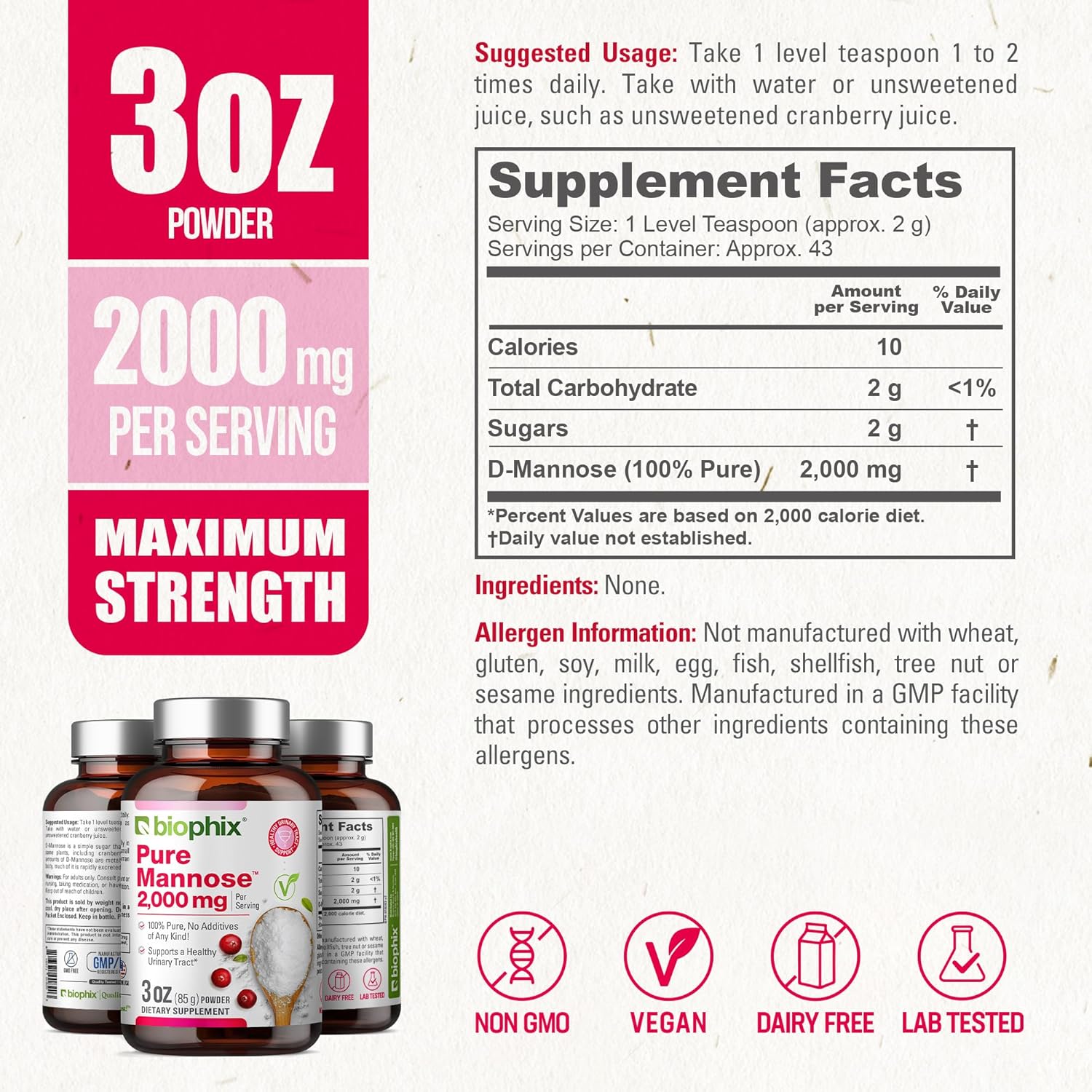 biophix-pure-mannose-powder-2000mg---3-oz-85g---promotes-urinary-bladder-tract-health-4