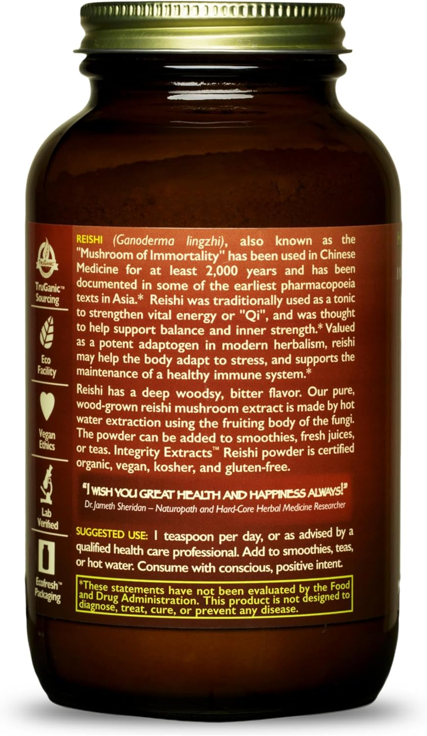 HealthForce SuperFoods Integrity Extracts Reishi Powder 140g - Organic Mushroom Extract for Immune Support and Wellness - Espot.com.au