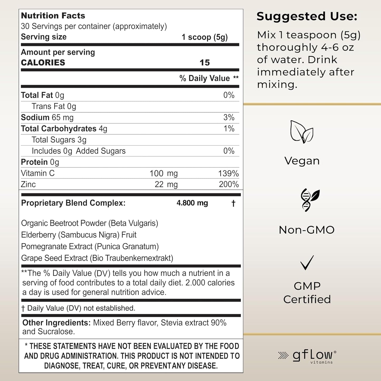 Beet Root Powder Supplement - Boost Nitric Oxide & Heart Health - Non-GMO Superfood with Natural Berry Flavor - 30 Servings - Espot.com.au