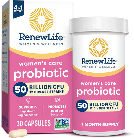 Renew Life Women's Probiotic Capsules - 50 Billion CFU, Supports pH Balance, Vaginal & Urinary Health - L. Rhamnosus GG - 30 Count - Espot.com.au