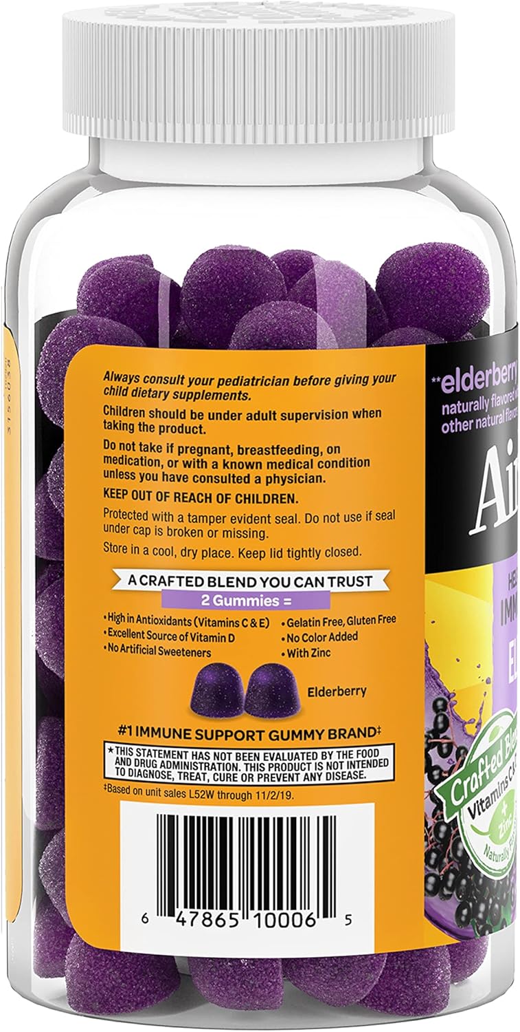 Children's Immune Support Gummies with Elderberry, Zinc, Vitamin C, D & E - 130 Elderberry Flavored Gummies - Espot.com.au