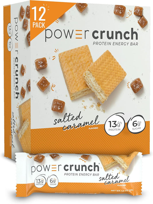 Salted Caramel Power Crunch Protein Wafer Bars - High Protein Snacks, 1.4oz (12 Pack) - Delicious Taste, Low Sugar - Espot.com.au