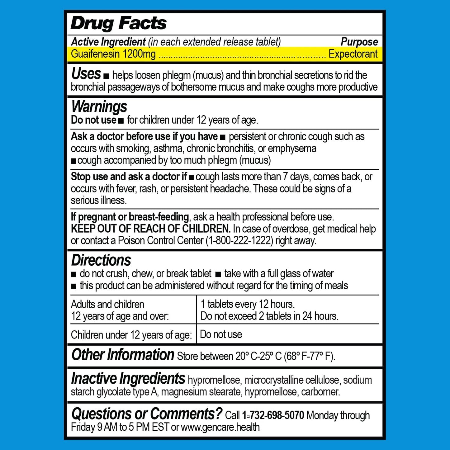 gencare-mucus-relief-tablets---1200mg-guaifenesin-maximum-strength---30-count-extended-release-expectorant-for-chest-congestion-cough---thins-mucus-for-12-hours---compare-to-mucinex-max-strength-6