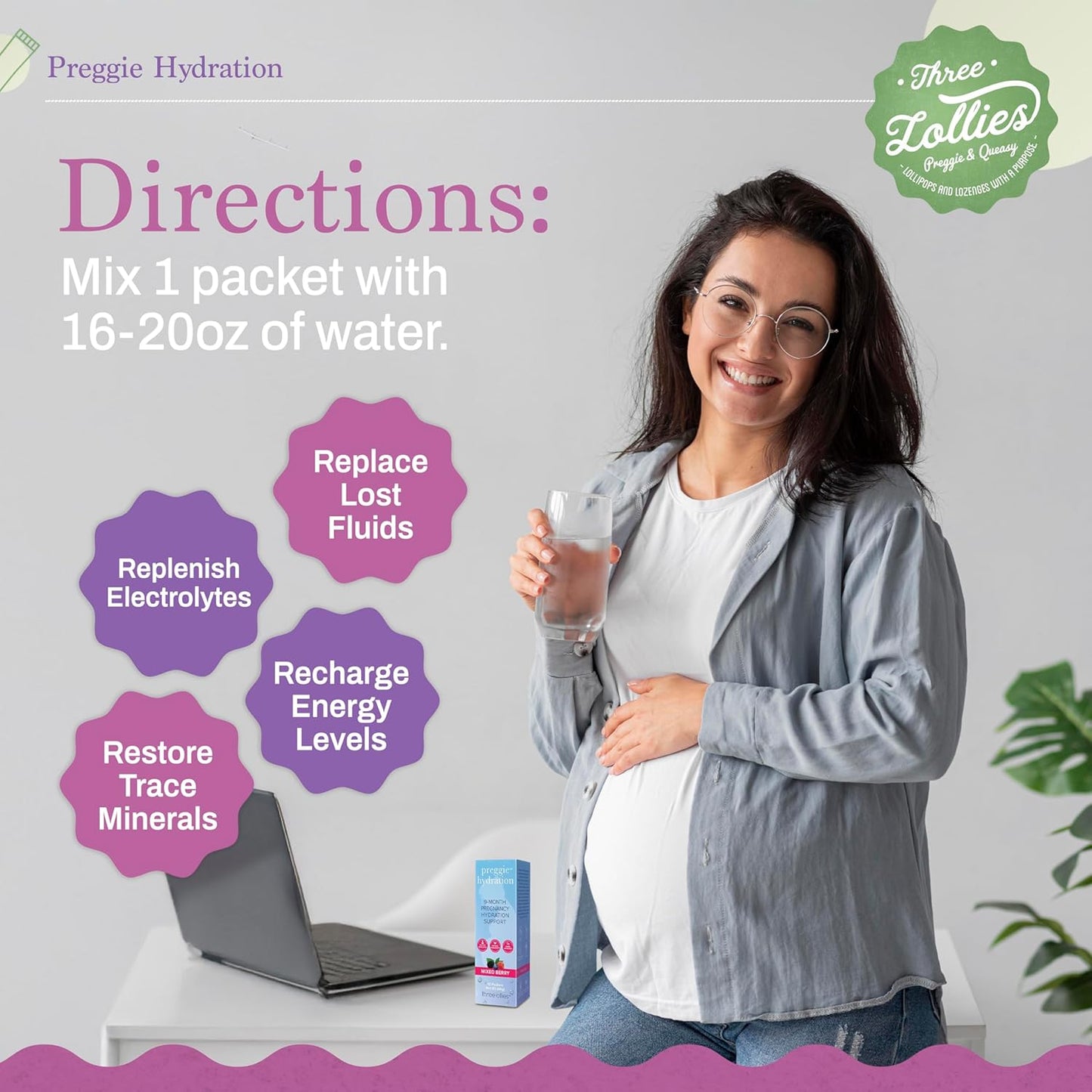Preggie Hydration Packets for Morning Sickness Relief - Natural Support for Pregnant Women - Eases Nausea and Replaces Nutrients - 10 Packets - Espot.com.au