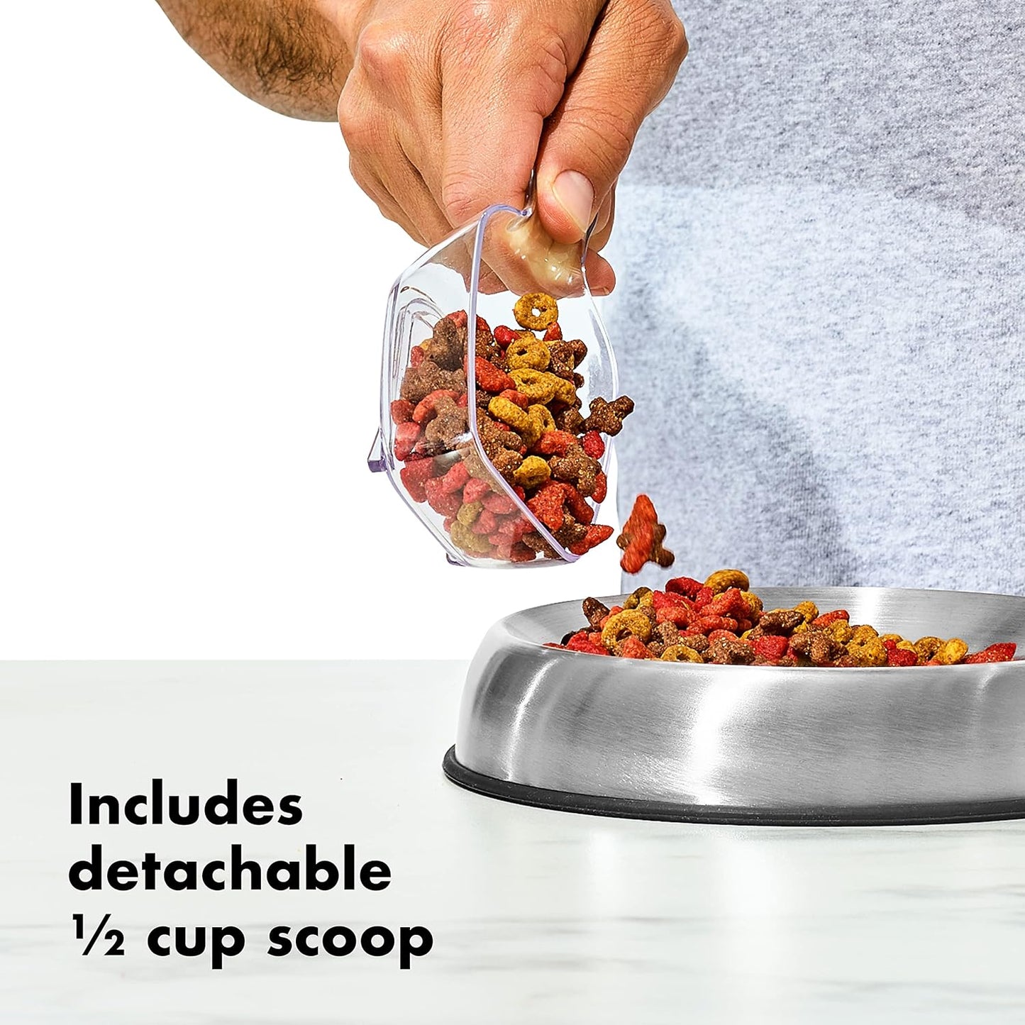 60-qt-oxo-good-grips-pet-pop-container-with-scoop-airtight-food-storage-for-dogs-cats-bpa-free-clear-design-holds-up-to-65lbs-dog-food-or-45lbs-cat-food-4