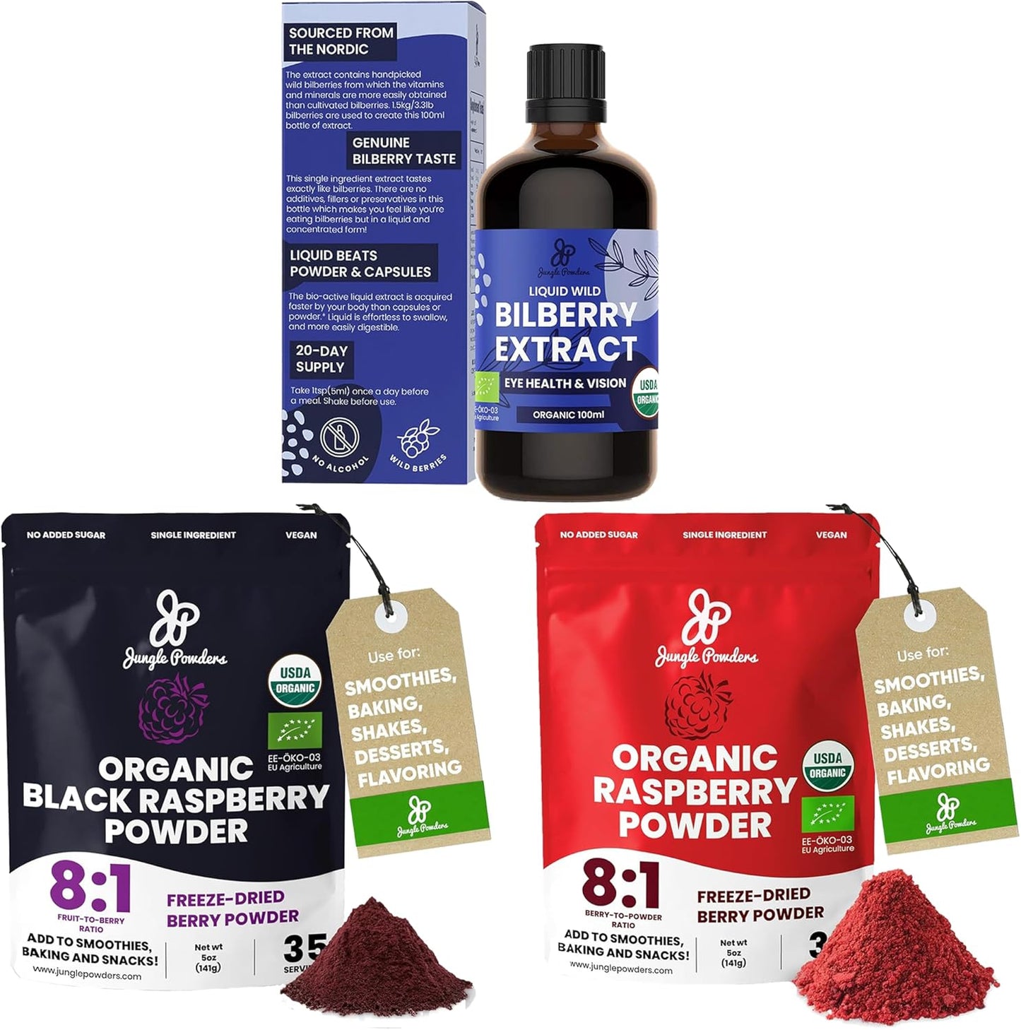 organic-jungle-powders-bundle-wild-bilberry-extract-black-red-raspberry-powders---34oz-bottle-5oz-bag---great-for-baking-smoothies-1