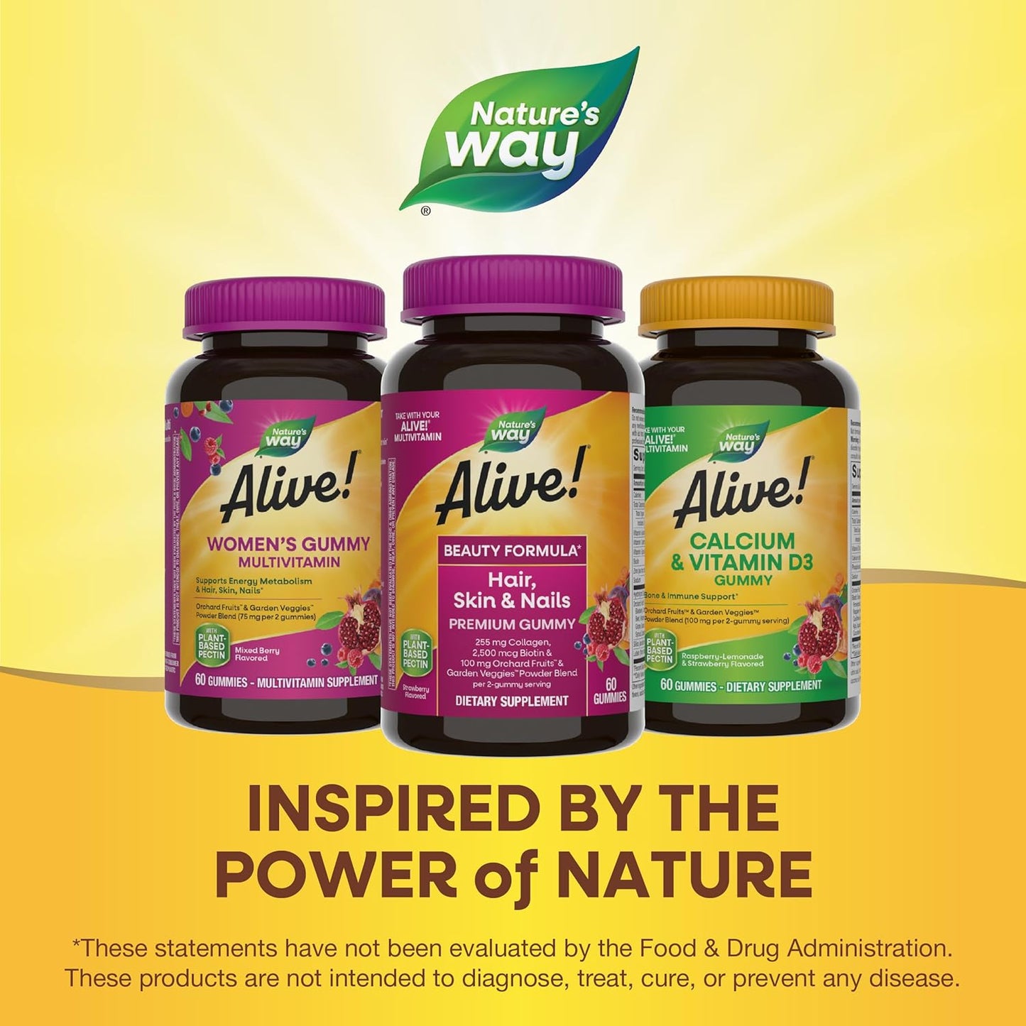 organic-alive-hair-skin-nails-gummies---beauty-formula-with-collagen-biotin-vitamins-c-e---strawberry-flavored---60-gummies-7