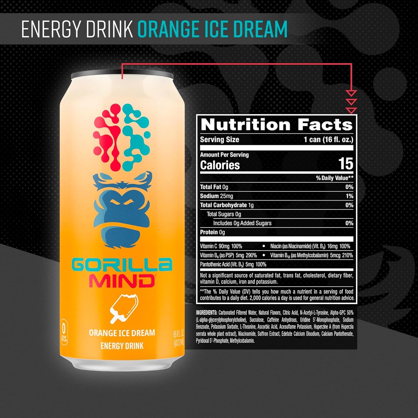 orange-ice-dream-gorilla-mind-energy-drink-boost-energy-and-focus-with-n-acetyl-l-tyrosine-alpha-gpc-caffeine-uridine-and-saffron-no-sugar-or-artificial-colors-16oz-12-pack-2