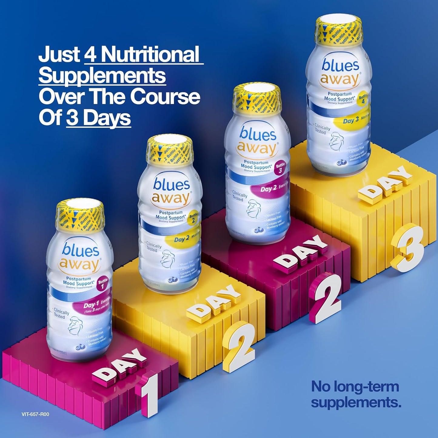 Postpartum Mood Boosting Shake with Wild Blueberry Extract - Breastfeeding Friendly Dietary Supplement - Gluten-Free & Lactose-Free - 3-Day Supply - 4 Bottles of 8oz Shakes - Espot.com.au