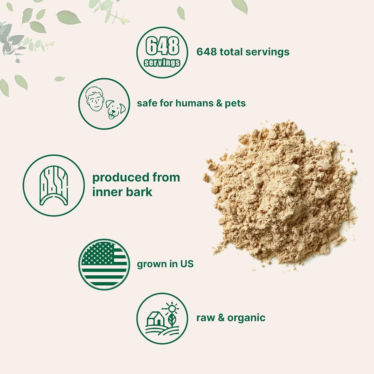 Organic Slippery Elm Bark Powder, 1lb - Sustainably US Grown, Soothes Throat & Coughing, No GMOs, Pet Friendly - 648 Servings - Espot.com.au