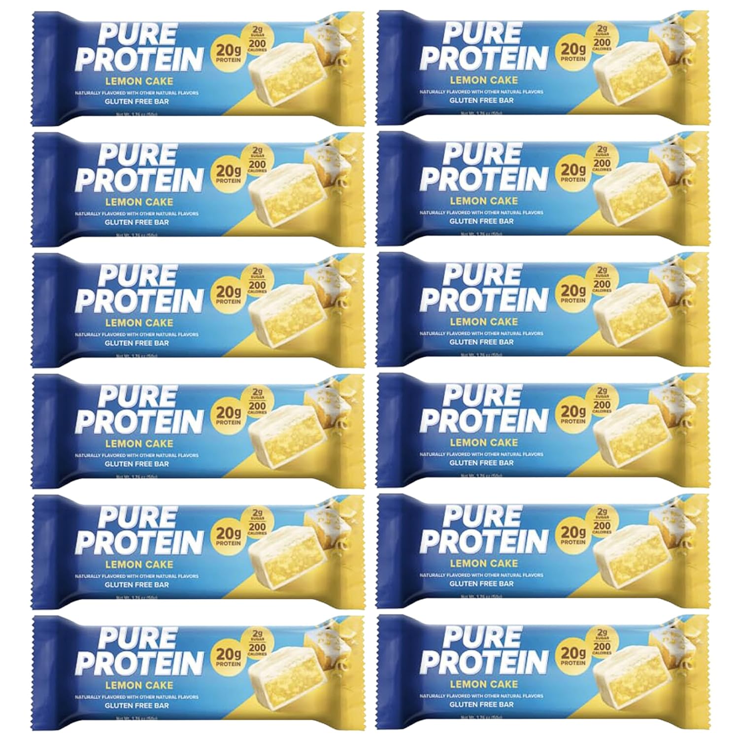 Lulurose Pure Protein Bars - Lemon Cake Flavor, 12 Count, 1.75 oz, High Protein Snacks for Energy Support, Low Sugar & Nutritious - Espot.com.au