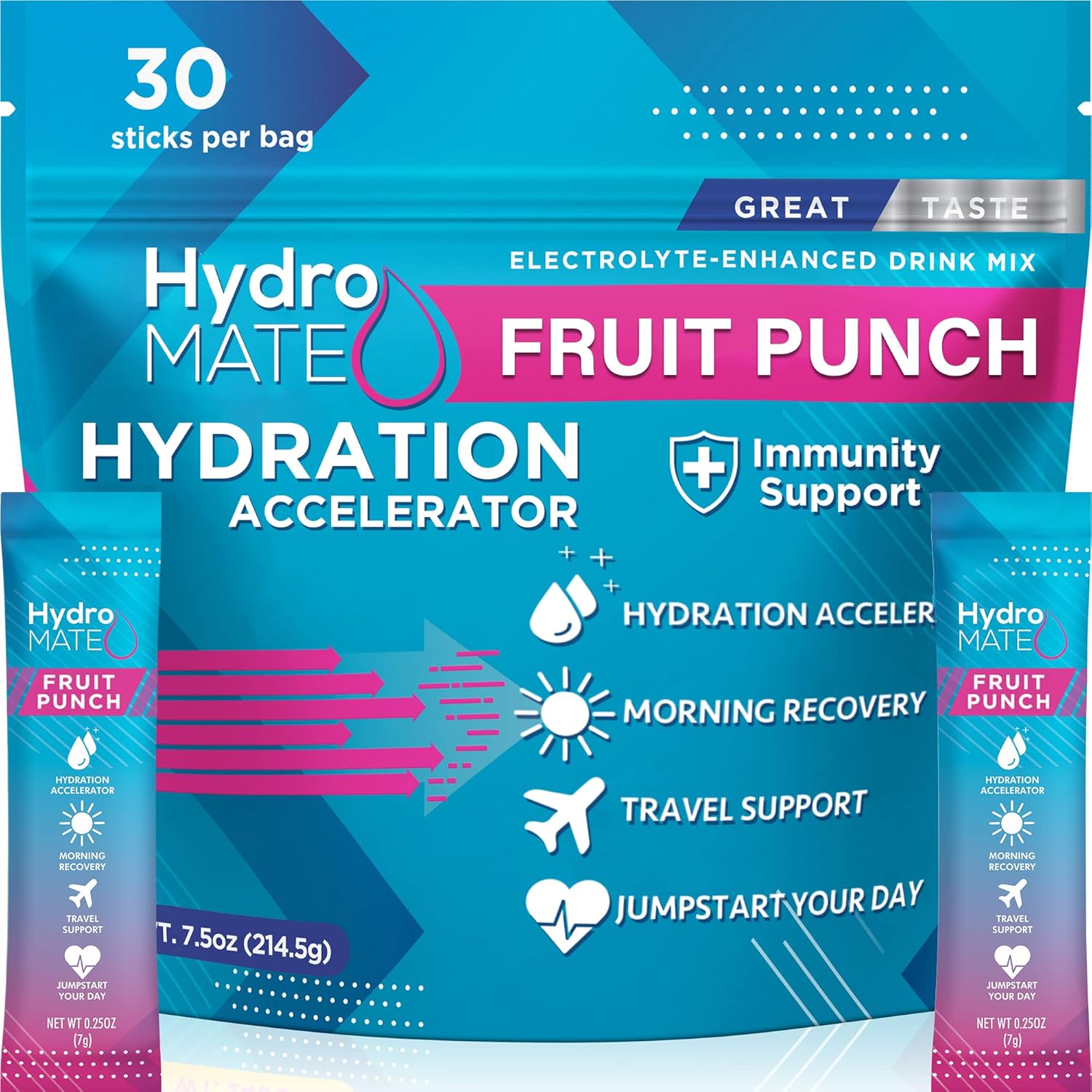 hydromate-electrolyte-powder-packets---30-count-fruit-punch-flavor-with-vitamin-c-for-fast-hydration-energy-boost---low-sugar-formula-for-quick-party-recovery-1