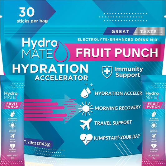 hydromate-electrolyte-powder-packets---30-count-fruit-punch-flavor-with-vitamin-c-for-fast-hydration-energy-boost---low-sugar-formula-for-quick-party-recovery-1