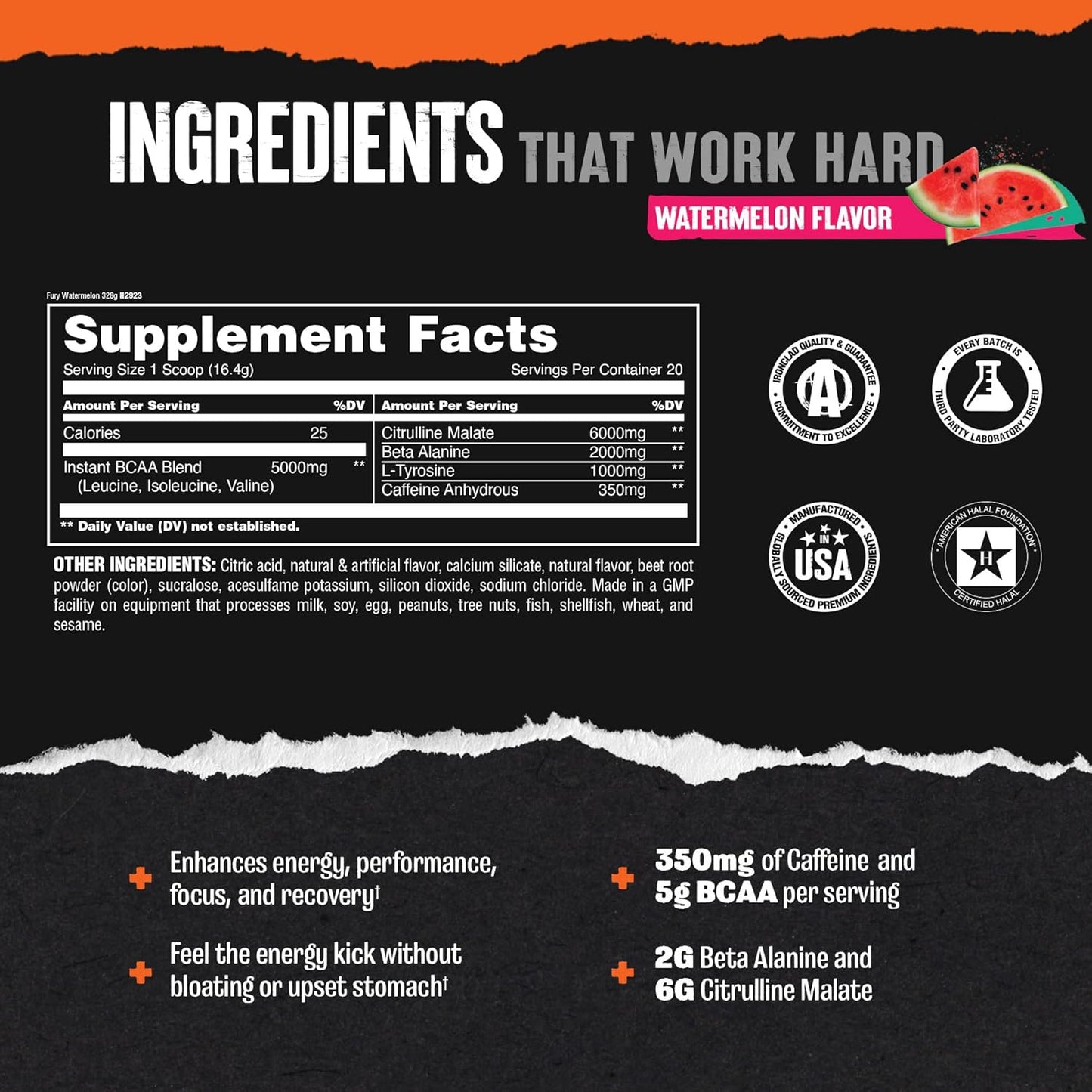 watermelon-flavored-animal-fury-pre-workout-powder---energy-focus-supplement-with-bcaa-caffeine-beta-alanine---nitric-oxide-booster-for-men-women---20-servings-3