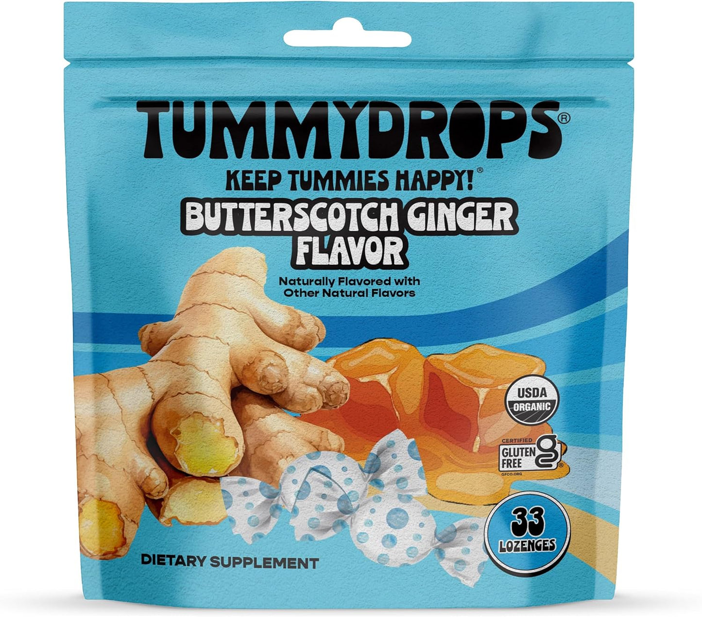 Organic Ginger Tummydrops Bundle - Natural & Vegan Butterscotch Ginger, Gluten-Free, USDA Organic, Vegan - 2 Bags - Espot.com.au