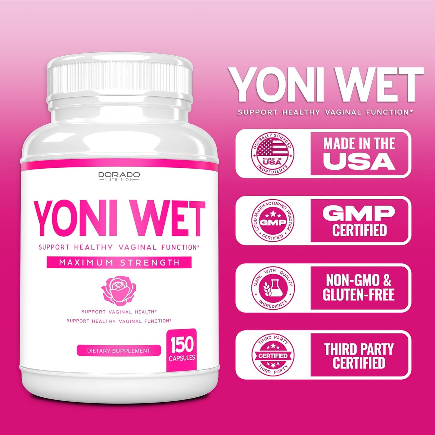 Vaginal Moisturizer & Dryness Supplement Capsules - Supports Vaginal Health & Wetness - Female Lubrication - Made in USA - Vegan & Non GMO - 3rd Party Tested - 2.5 Month Supply - Espot.com.au