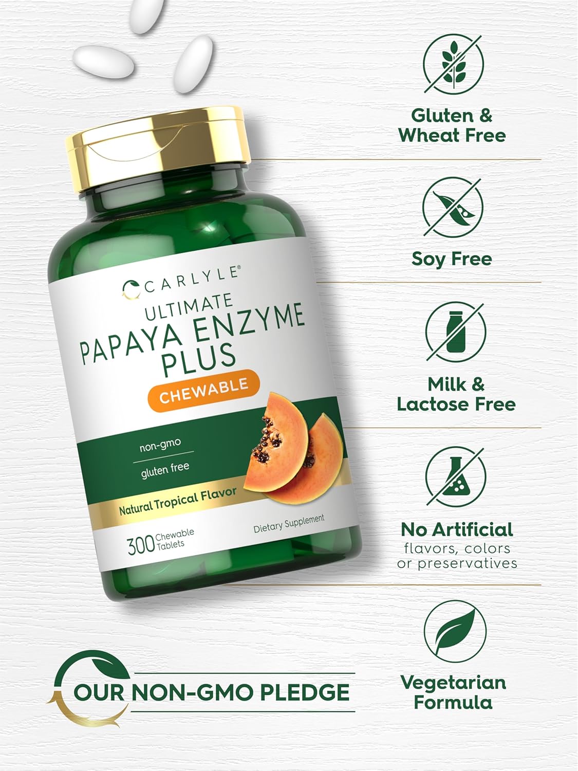 carlyle-papaya-enzyme-chewable-tablets---vegetarian-non-gmo-gluten-free-formula---tropical-flavor---digestive-health-supplement-5