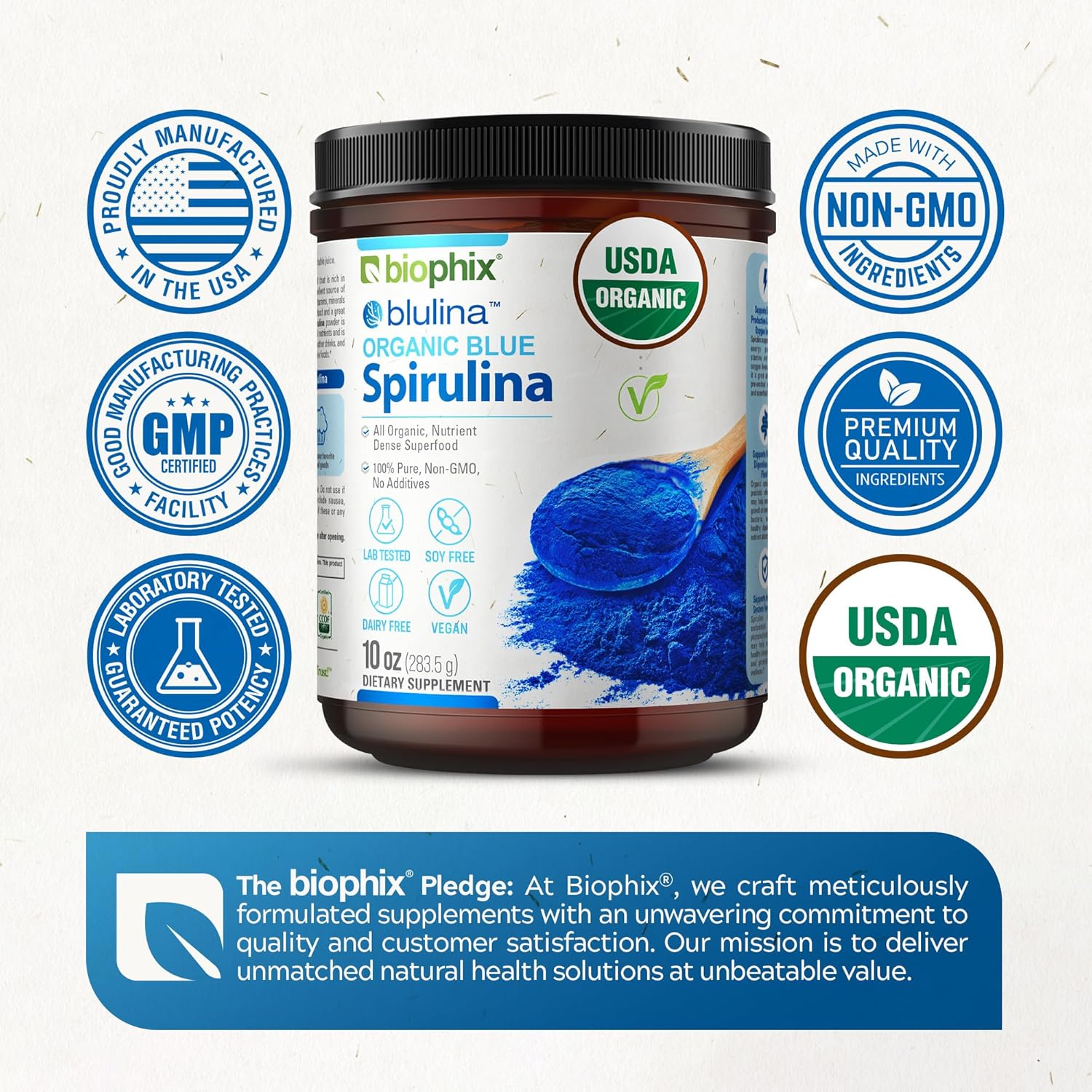 Organic Blue Spirulina Powder - 10 oz - 283 Servings of Superfood Supplement - Natural Blue Pigment - Pure Organic Blue Algae Powder - Espot.com.au