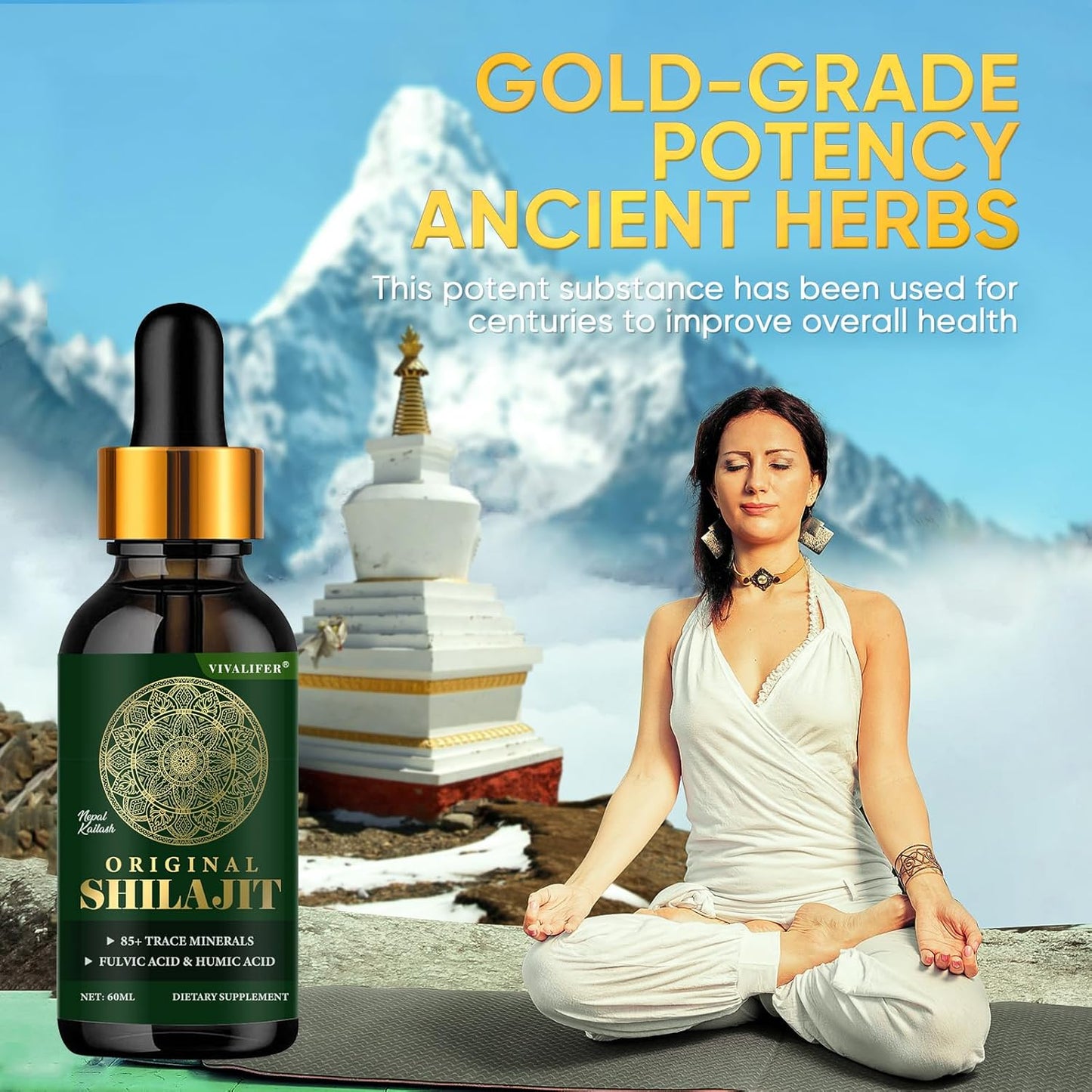Pure Shilajit Resin Liquid Drops with 85+ Trace Minerals - Brain Booster, Energy & Immune Support - 2oz Bottle - 60 Day Supply - Espot.com.au