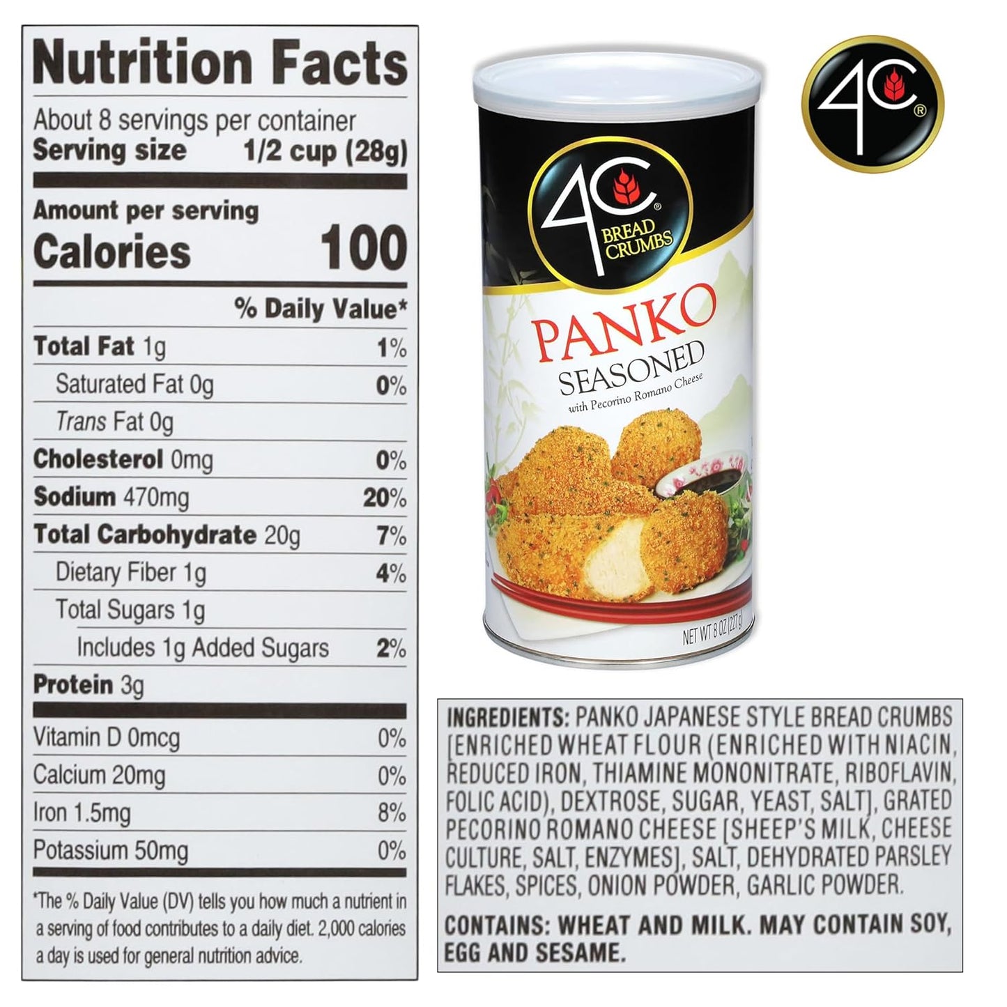 4c-premium-panko-seasoned-bread-crumbs-8oz---pack-of-6-regular-gluten-free---flavorful-crunchy---value-pack-for-breading-frying-2
