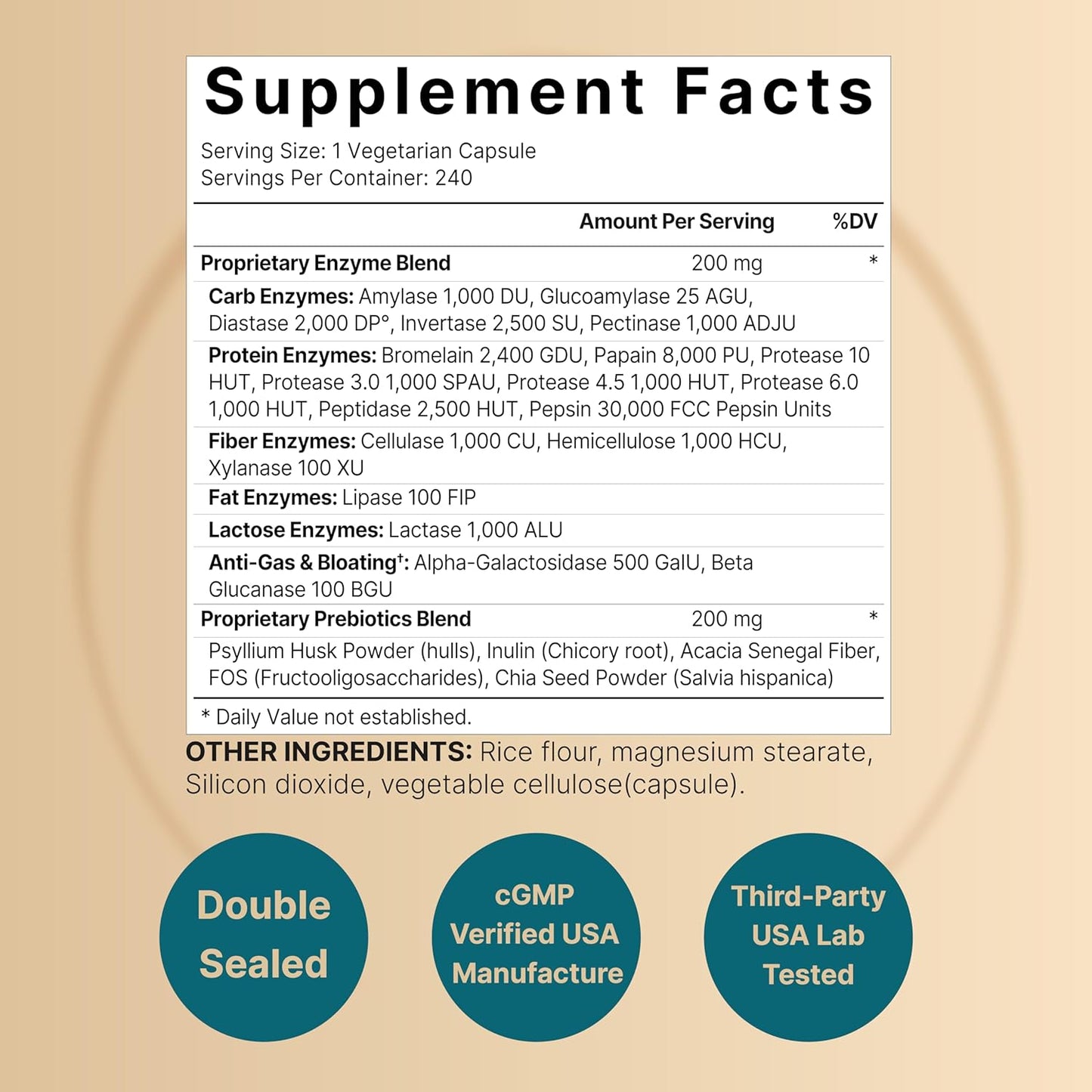 Digestive Enzymes with Probiotics and Prebiotics - 240 Veg Capsules for Gut Health - 20 Enzyme & 5 Prebiotic Pancreatic Complex - Non-GMO, Vegan - Espot.com.au
