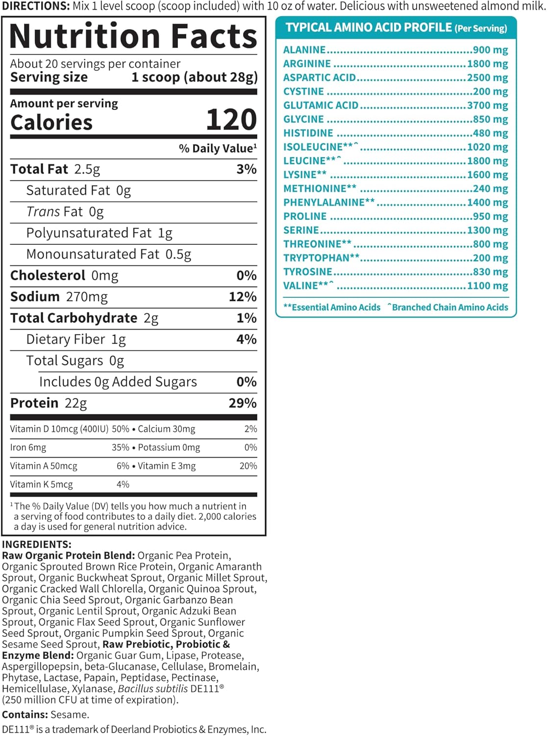 garden-of-life-organic-vegan-protein-powder-unflavored---22g-plant-based-protein-bcaas-with-probiotics-enzymes---non-gmo-gluten-free-lactose-free---12-lb-6